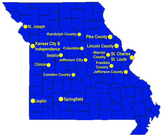 missouri map with cities. Missouri Animal Control